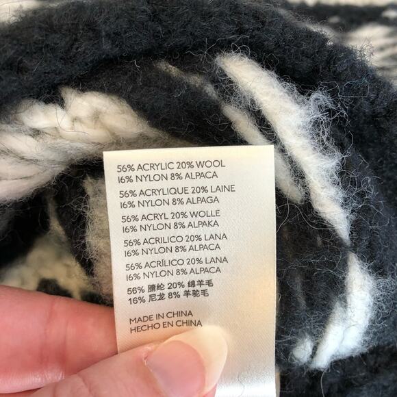 Free People Alpine black white gray wool alpaca cropped sweater size Small NWT - Picture 11 of 16